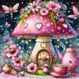 Shipped Direct~ EXCLUSIVE~ "Fairy Land Tea Time Mushroom House  By Sherri Baldy"