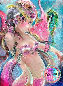 ONLY 2 LEFT~ EXCLUSIVE~Little Pink Mermaid DAD# 109  Robin Pushe'e Diamond Art Painting